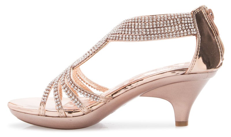 Olivia K Women's Open Toe Strappy Rhinestone Dress Sandal Low Heel Wedding Shoes - Image 4